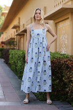 Load image into Gallery viewer, Maison Marigold Laguna Sun Dress | Blue/Green Flower On Blue