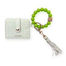 Load image into Gallery viewer, Laura Park Petite Frond Mint Keychain Wristlet Wallet
