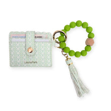 Load image into Gallery viewer, Laura Park Petite Frond Mint Keychain Wristlet Wallet