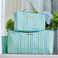 Load image into Gallery viewer, Laura Park Rosemary Stripe Blue Signature Cosmetic Bag