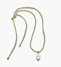 Load image into Gallery viewer, HART Gold Lurex Necklace Cord - Baroque Pearl Charm