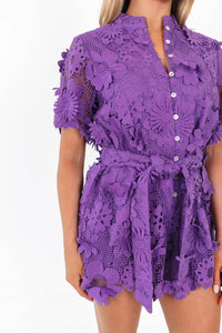 Lyla Romper | Purple Lace