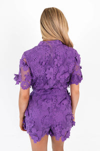 Lyla Romper | Purple Lace