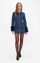 Load image into Gallery viewer, Show Me Your MUMU Rockefeller Mini Dress | Subzero Indigo With Faux Fur