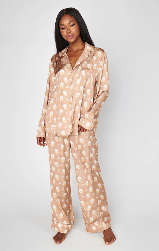 Show Me Your MUMU White Wine PJ Set