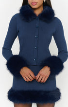 Load image into Gallery viewer, Show Me Your MUMU Chateau Cardigan | Navy Knit With Faux Fur