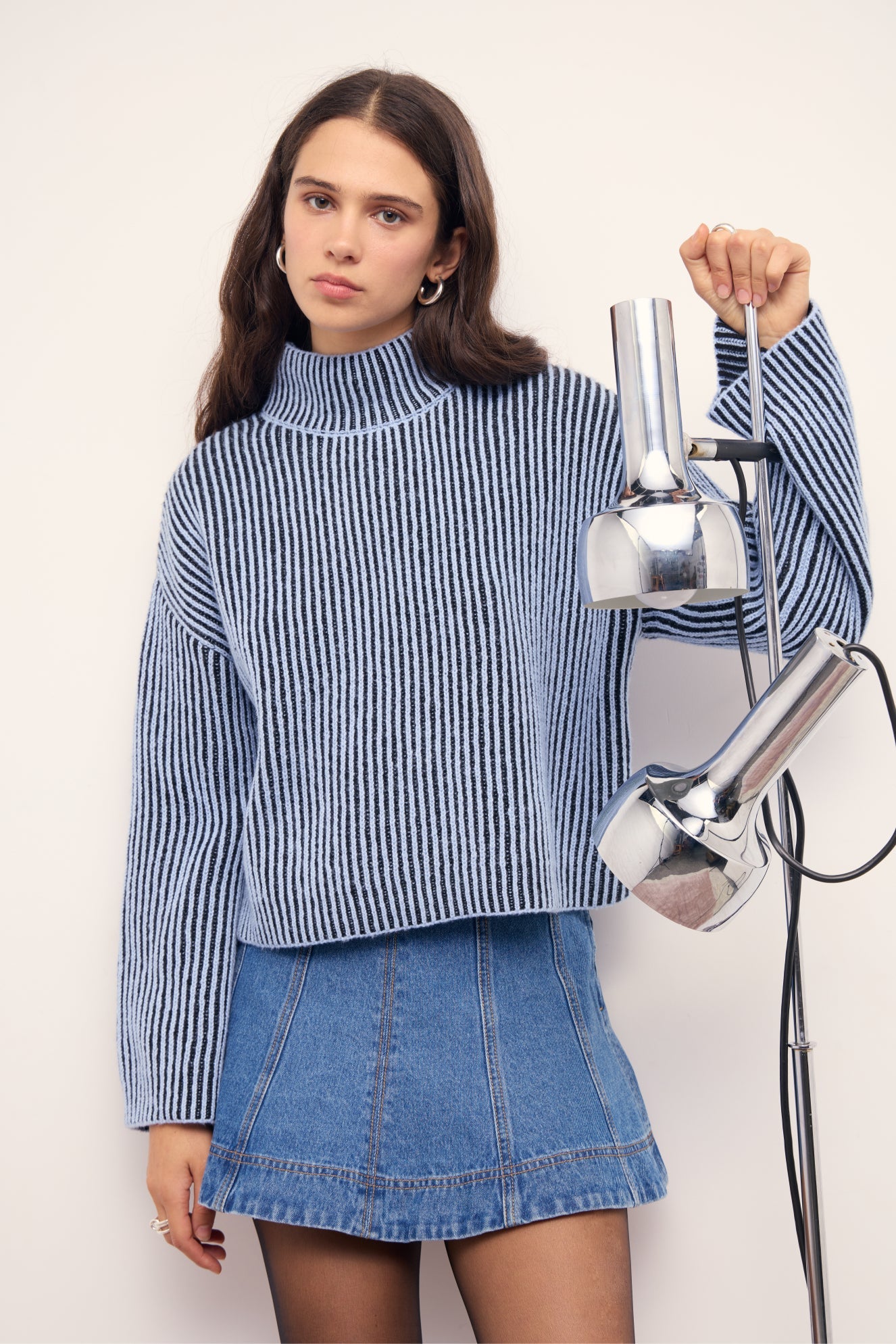 Mink Pink Sana Denim Panelled Mini Skirt