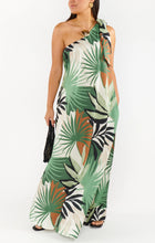Load image into Gallery viewer, Show Me Your MUMU Jackie Maxi Dress | Caribbean Palms Luxe Satin