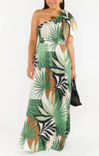 Load image into Gallery viewer, Show Me Your MUMU Jackie Maxi Dress | Caribbean Palms Luxe Satin