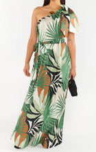 Load image into Gallery viewer, Show Me Your MUMU Jackie Maxi Dress | Caribbean Palms Luxe Satin