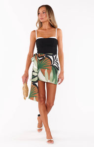 Show Me Your MUMU Iva Bow Skirt | Caribbean Palms Luxe Satin