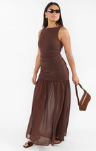 Load image into Gallery viewer, Show Me Your MUMU Aria Maxi Dress | Chocolate Stretch Chiffon