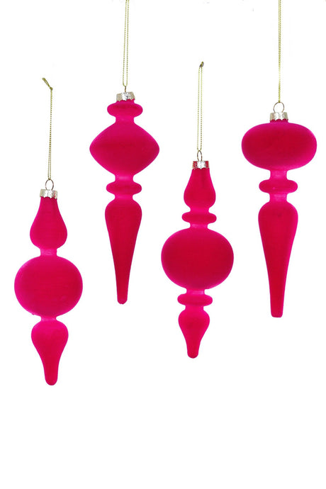 Pink Crushed Velvet Spindle Ornaments