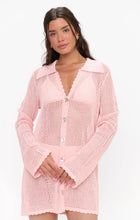 Load image into Gallery viewer, Show Me Your MUMU Button Up Coverup | Peachy Pink Crochet