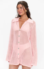 Load image into Gallery viewer, Show Me Your MUMU Button Up Coverup | Peachy Pink Crochet