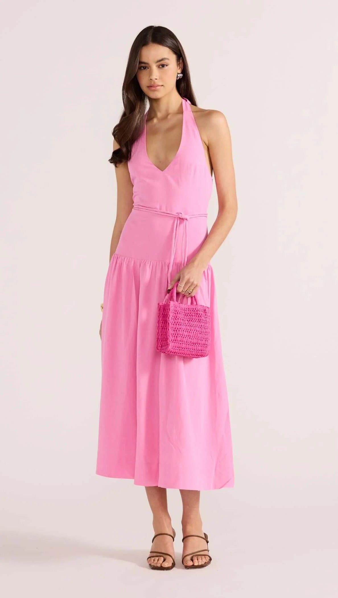 Melody Drop Waist Midi Dress - Hot Pink S / Pink Melody Drop Waist Midi Dress - Hot Pink S / Pink