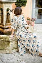 Load image into Gallery viewer, Maison Marigold Newport Skirt | Khaki Stripe W/ Brown Navy Flower