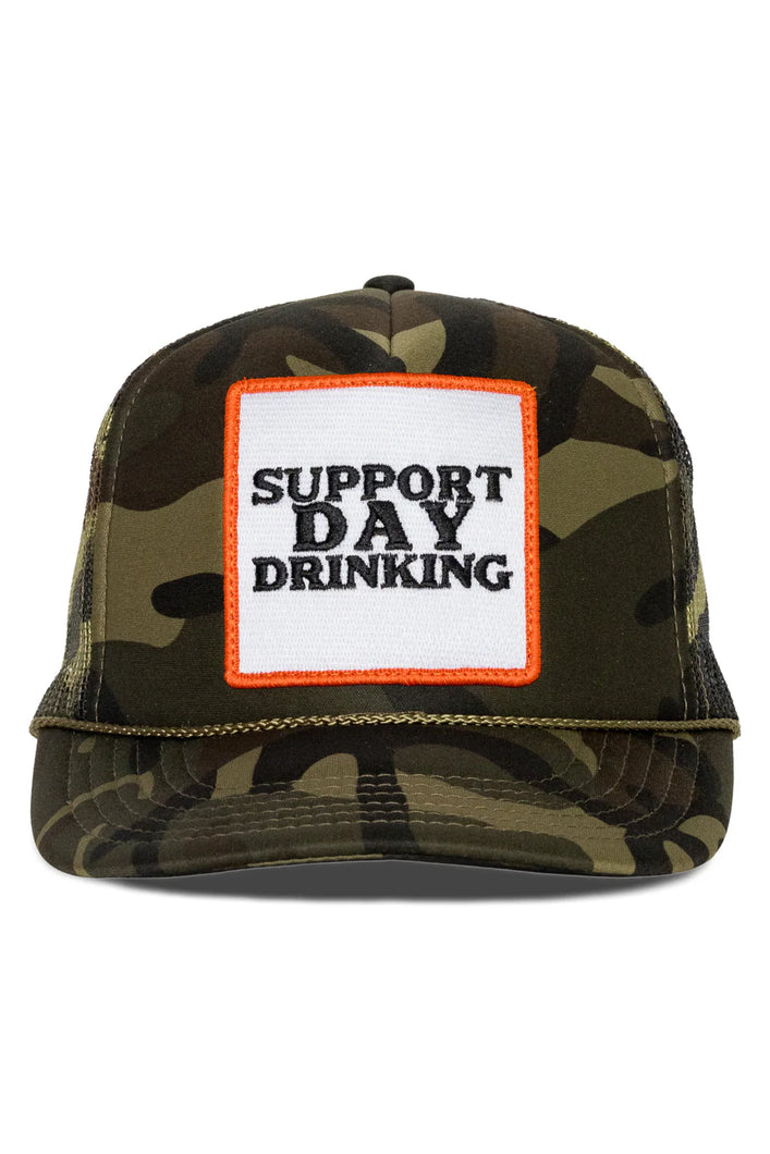 Friday Feelin' Support Day Drinking Trucker Hat in Camo