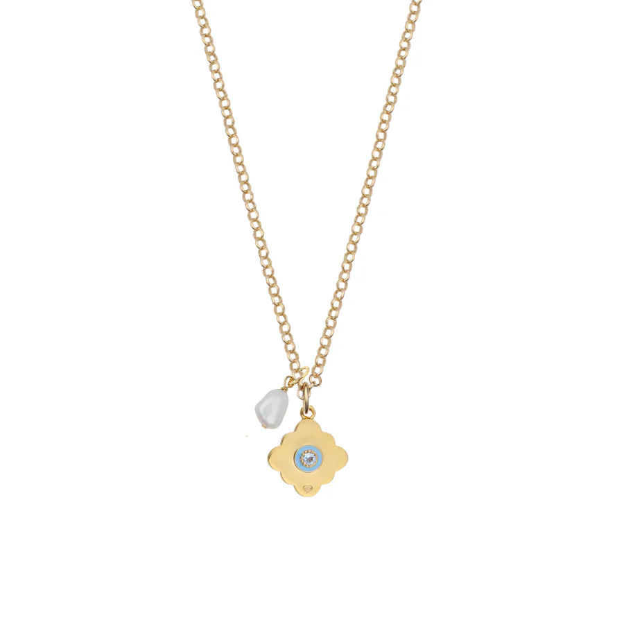 HART Oui Enamel Charm & Cloud Pearl Necklace