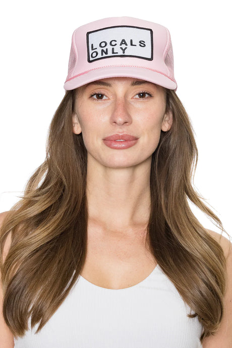 Friday Feelin' Locals Only Trucker Hat in Light Pink