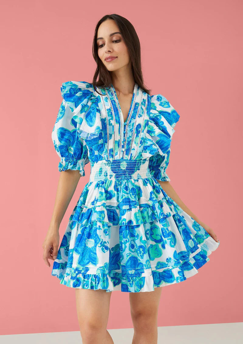 Alivia Perla Dress | Floral Pond Blue