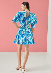 Alivia Perla Dress | Floral Pond Blue