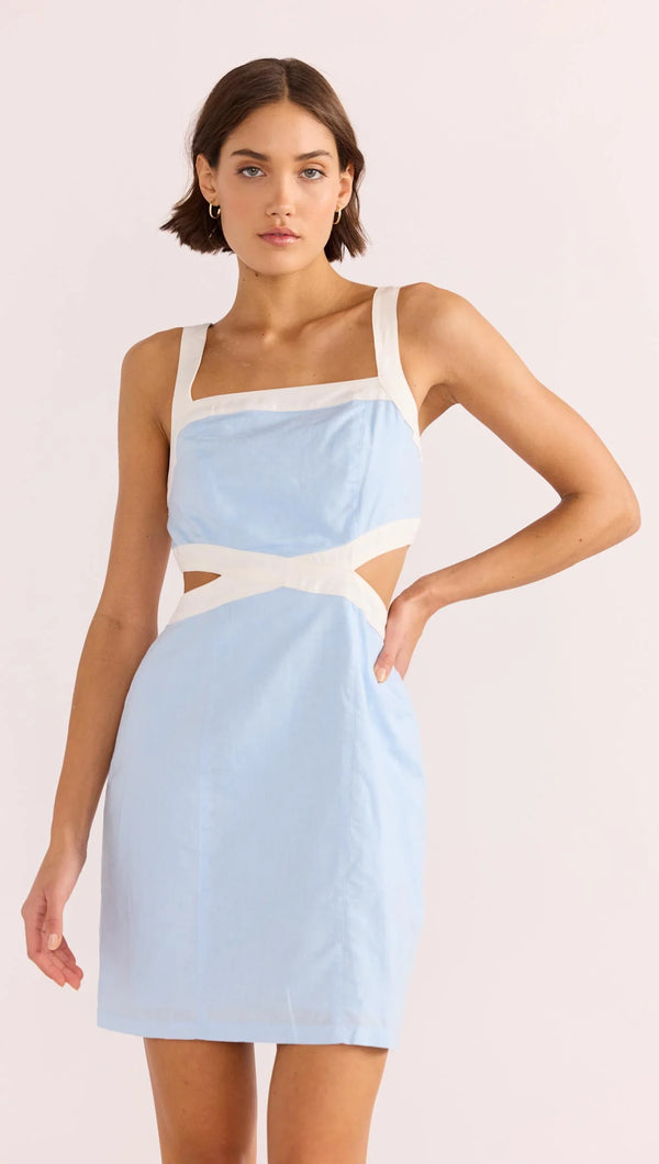 Mink Pink Pandora Contrast Mini Dress | Sky Blue