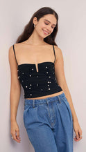 Load image into Gallery viewer, Mink Pink Stella Mesh Top | Black/Pearl