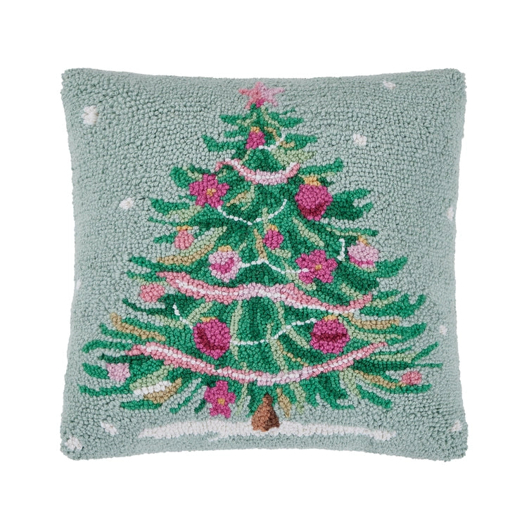 Pink & Green Christmas Tree Hook Pillow