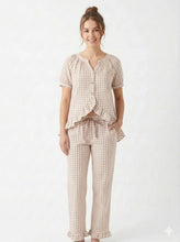 Load image into Gallery viewer, Pixel Rose Gingham Ruffle Hi-Lo PJ Set