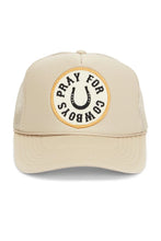 Load image into Gallery viewer, Friday Feelin&#39; Pray For Cowboys Trucker Hat in Tan