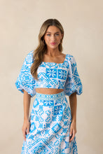 Load image into Gallery viewer, Prosperina Presley Crop Top | Aegean Blue Tile