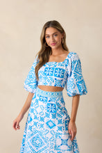 Load image into Gallery viewer, Prosperina Presley Crop Top | Aegean Blue Tile