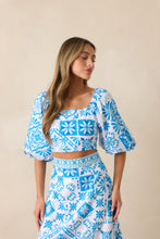 Load image into Gallery viewer, Prosperina Presley Crop Top | Aegean Blue Tile