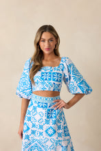 Load image into Gallery viewer, Prosperina Presley Crop Top | Aegean Blue Tile