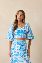 Load image into Gallery viewer, Prosperina Presley Crop Top | Aegean Blue Tile
