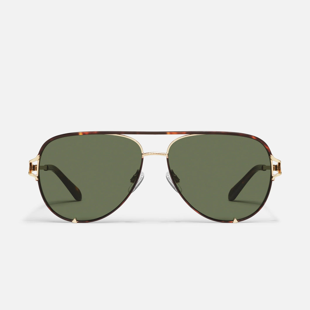 Quay High Key Twist Sunglasses | Dark Tort/Green