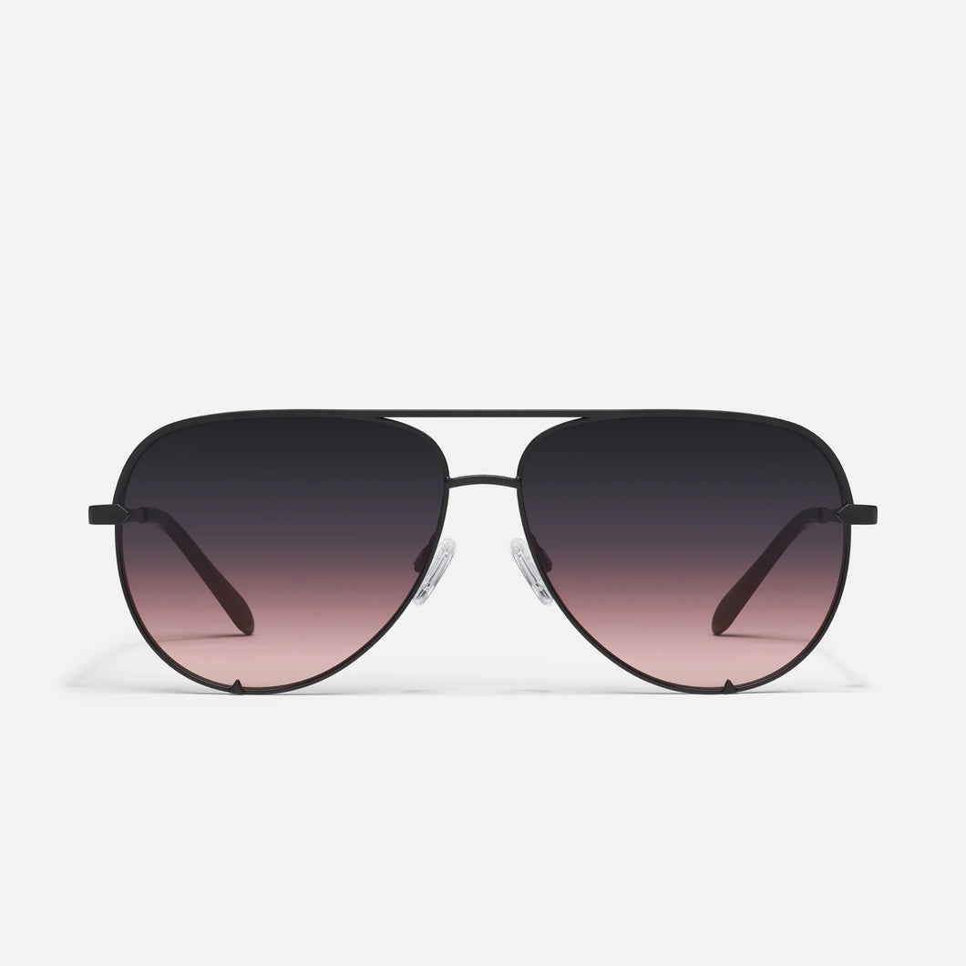 Quay High Key Extra Large Sunglasses | Black/Black Plum Pink
