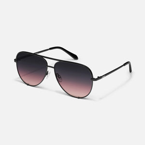 Quay High Key Extra Large Sunglasses | Black/Black Plum Pink