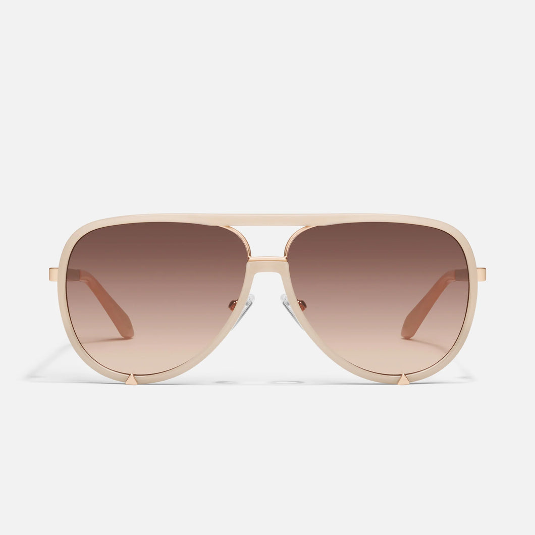Quay High Profile Sunglasses | Bone/Brown Fawn