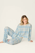 Load image into Gallery viewer, PJ Salvage Boyfriend Boxer Blue Plaid Long Sleeve Set | Skyride