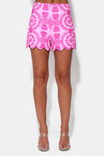 Load image into Gallery viewer, Adelyn Rae Rose Embroidery Scallop Shorts | Lilac/Magenta