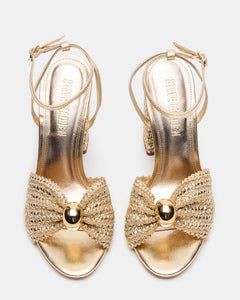Steve Madden Cheyla Gold Raffia Block Heels