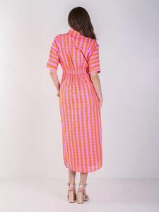 Emily McCarthy Georgia Dress | Coral Pink Stripe