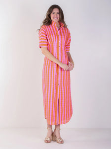 Emily McCarthy Georgia Dress | Coral Pink Stripe