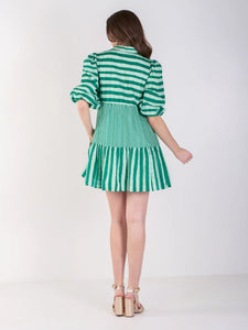 Emily McCarthy Sadie Dress | Mist Green Stripe