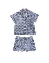 Load image into Gallery viewer, Brooks Avenue Scalloped Pajama Set Short | Navy Chintz