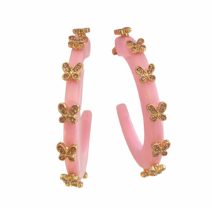 Smith & Co Butterfly Jewel Hoop | Small Pink