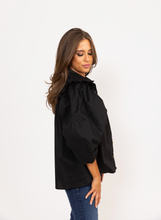 Load image into Gallery viewer, Karlie Black Button Ruffle Top