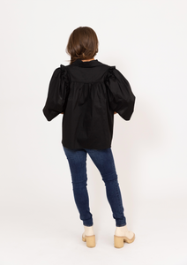 Karlie Black Button Ruffle Top